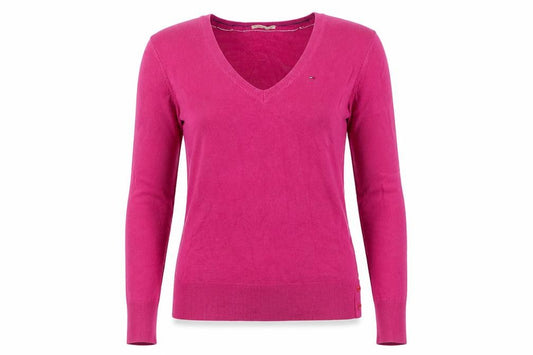 Hilfiger Denim Men’s Pink XS V-Neck Fine Knit Logo Pullover Jumper