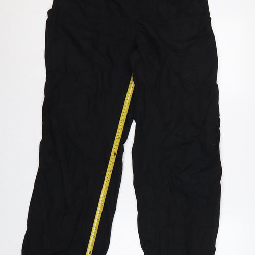 H&M Sport Women’s Black UK 14 Cotton Cargo Trousers Elastic Waist