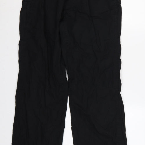 H&M Sport Women’s Black UK 14 Cotton Cargo Trousers Elastic Waist