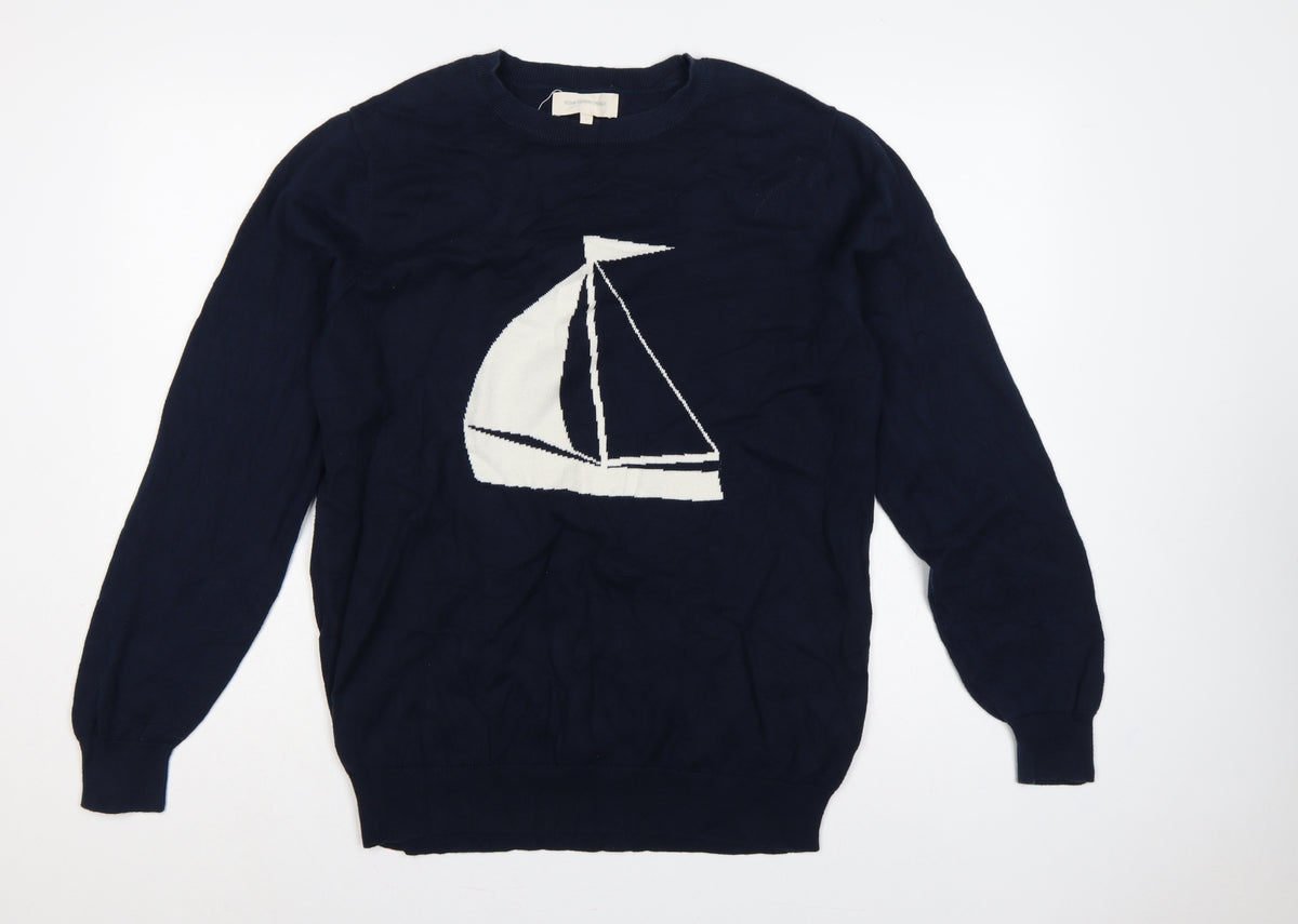 Back view of Frederik Andersson Copenhagen Men’s Navy L Sailboat Knit Jumper