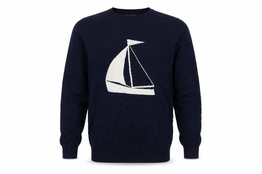 Frederik Andersson Copenhagen Men’s Navy L Sailboat Knit Jumper