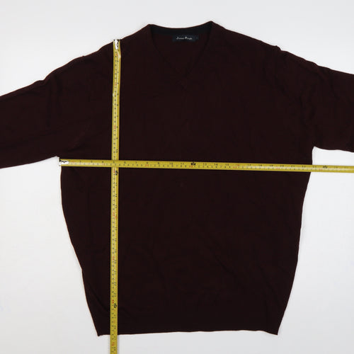 James Pringle Men’s Brown V-Neck Knit Pullover Jumper Size L