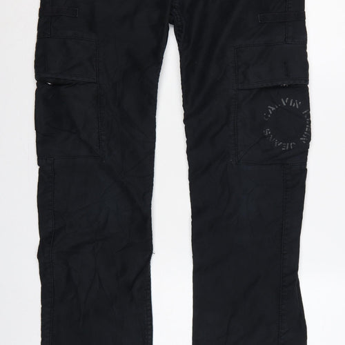Calvin Klein Jeans Men Black W31 L34 Cargo Trousers Straight Leg