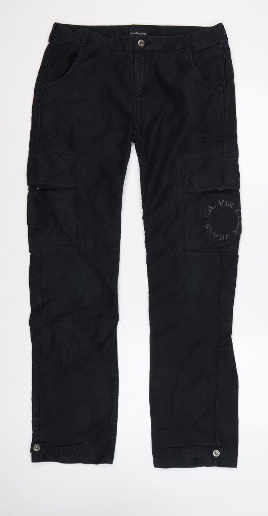 Calvin Klein Jeans Men Black W31 L34 Cargo Trousers Straight Leg
