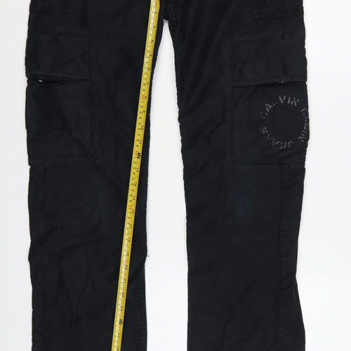 Calvin Klein Jeans Men Black W31 L34 Cargo Trousers Straight Leg