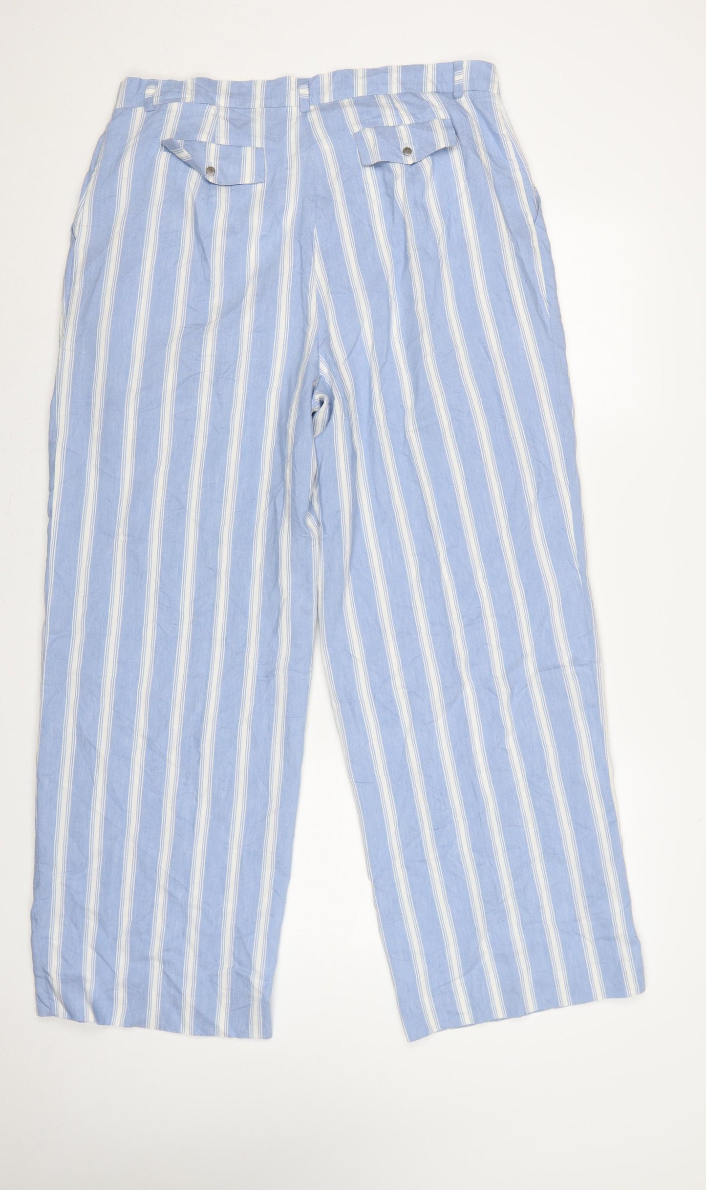 Autograph Women’s Blue Stripe High Rise Pleated Trousers UK 16