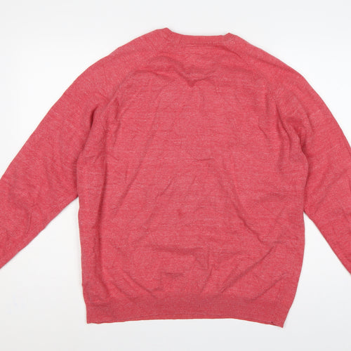Superdry Men Pink 2XL Orange Label KnitCo Crew Neck Pullover Jumper
