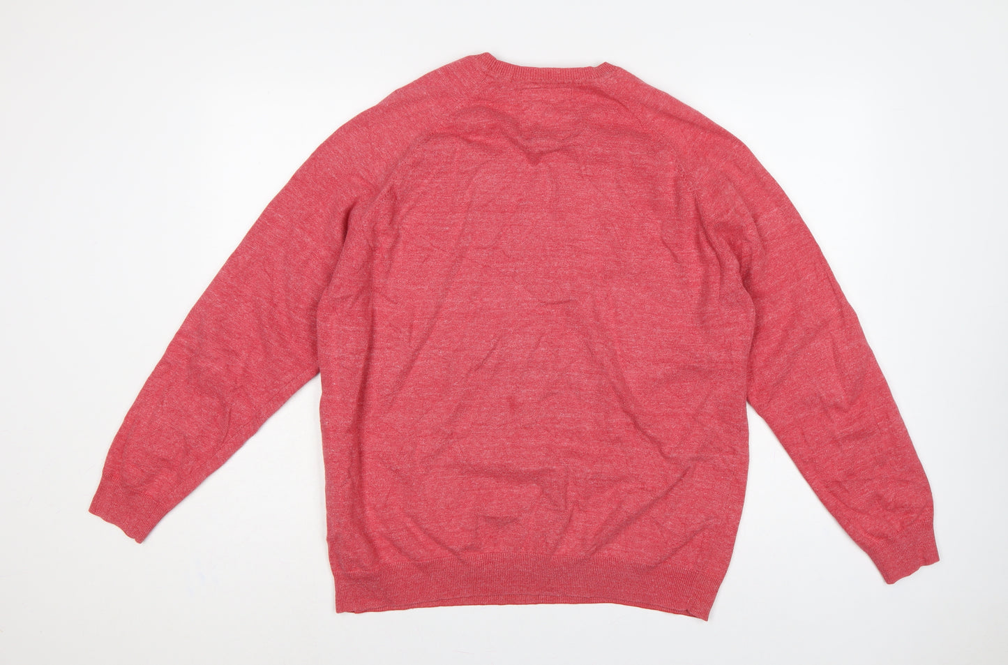 Superdry Men Pink 2XL Orange Label KnitCo Crew Neck Pullover Jumper