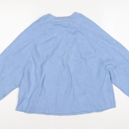 Pull&Bear Women Blue M Balloon Sleeve Crew Neck Knit Jumper