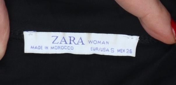 Zara Women Black UK 8 Cotton Collared Short Sleeve Polo Top