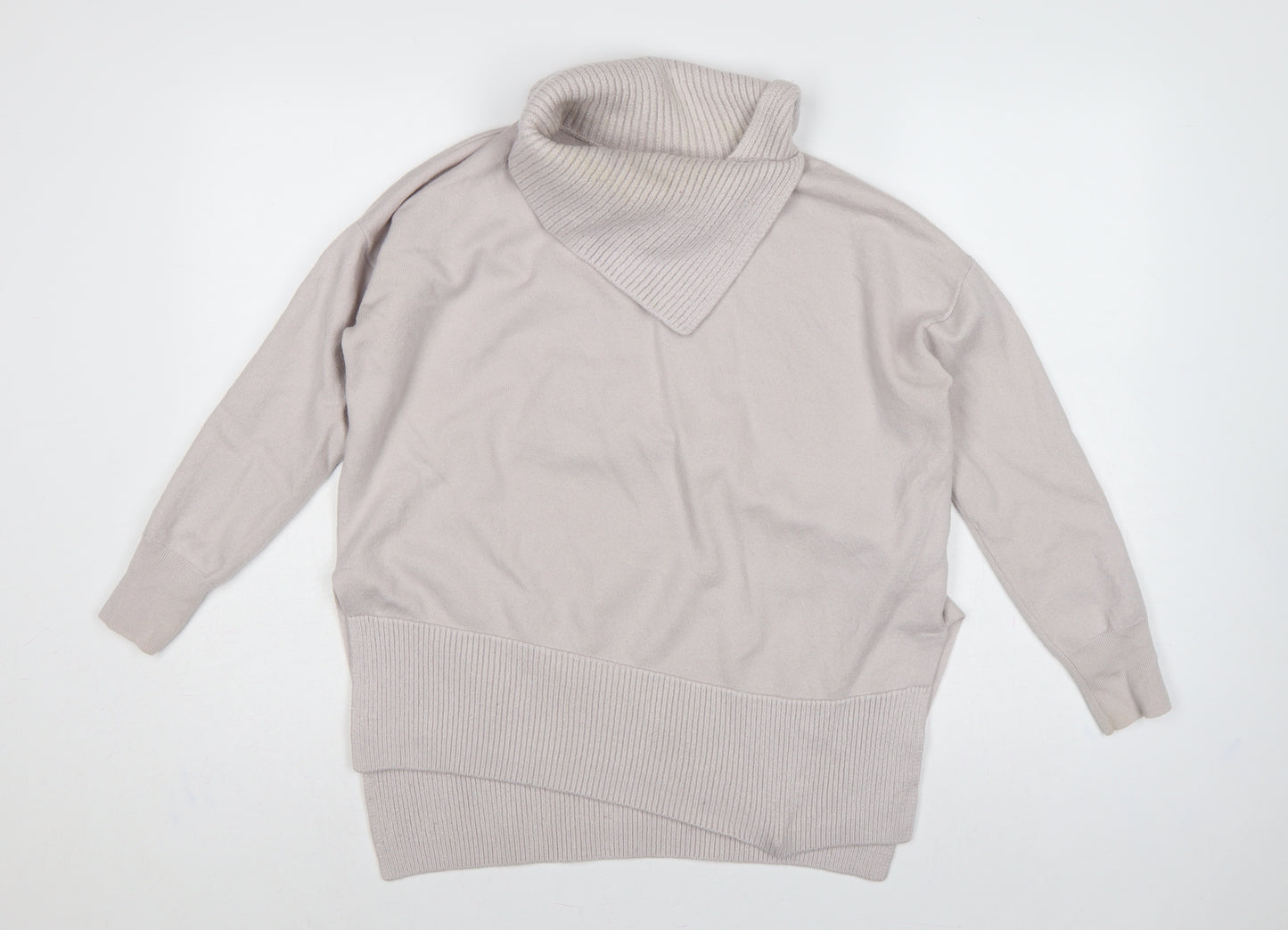 Karen Millen Women's Beige XS Wool Roll Neck Pullover Jumper