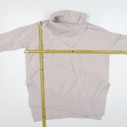 Karen Millen Women's Beige XS Wool Roll Neck Pullover Jumper