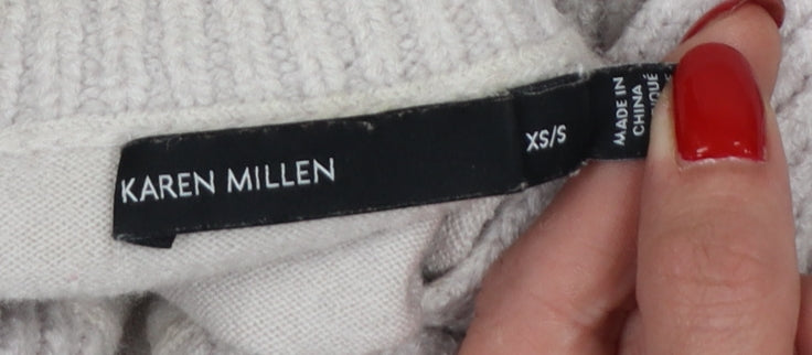 Karen Millen Women's Beige XS Wool Roll Neck Pullover Jumper