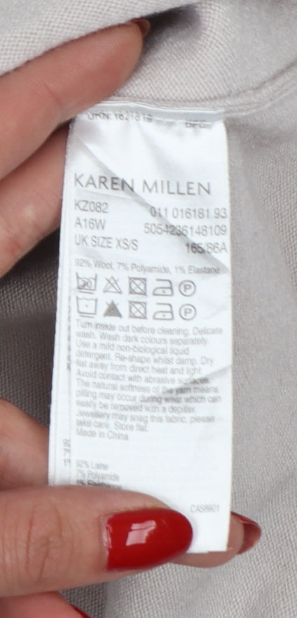 Karen Millen Women's Beige XS Wool Roll Neck Pullover Jumper
