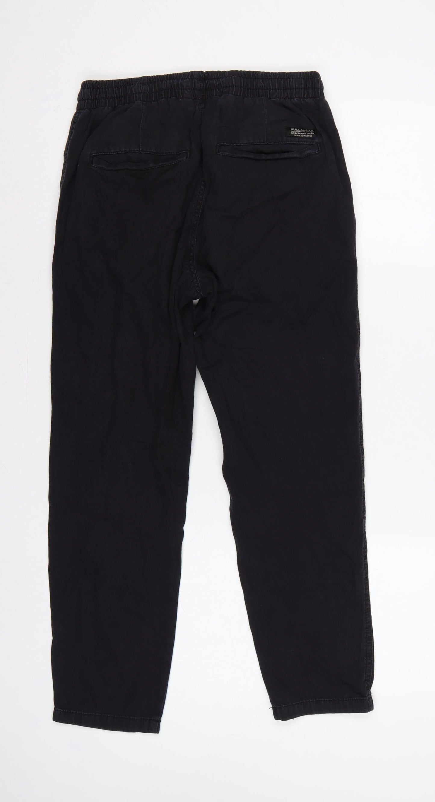 Pull&Bear Women’s Black S Cotton Drawstring Jogger Trousers