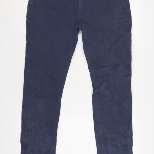 Marks and Spencer Men's Blue 32in Regular Stretch Chino Trousers