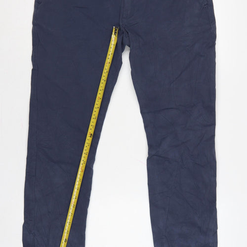 Marks and Spencer Men's Blue 32in Regular Stretch Chino Trousers