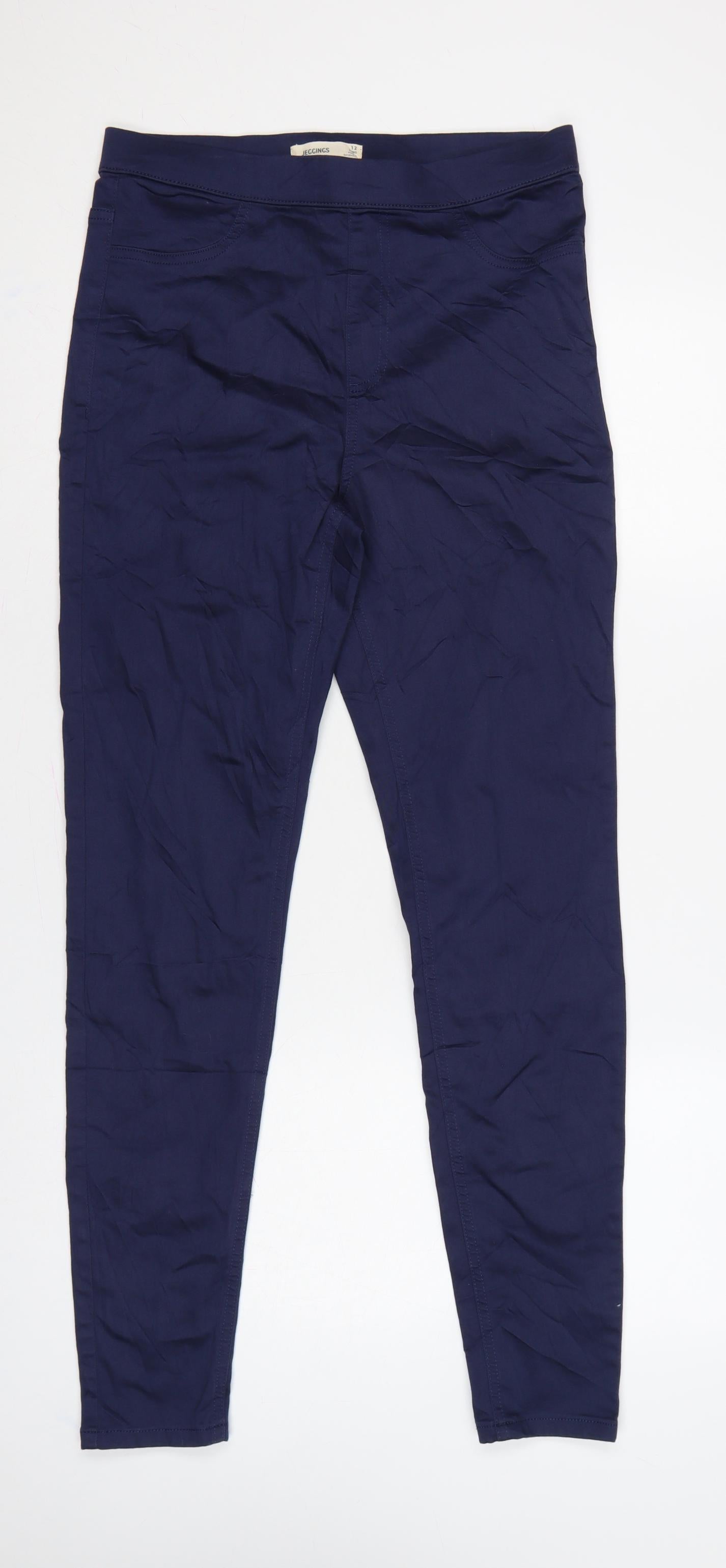 Marks & Spencer Women Blue UK 12 Long Skinny Stretch Jeggings