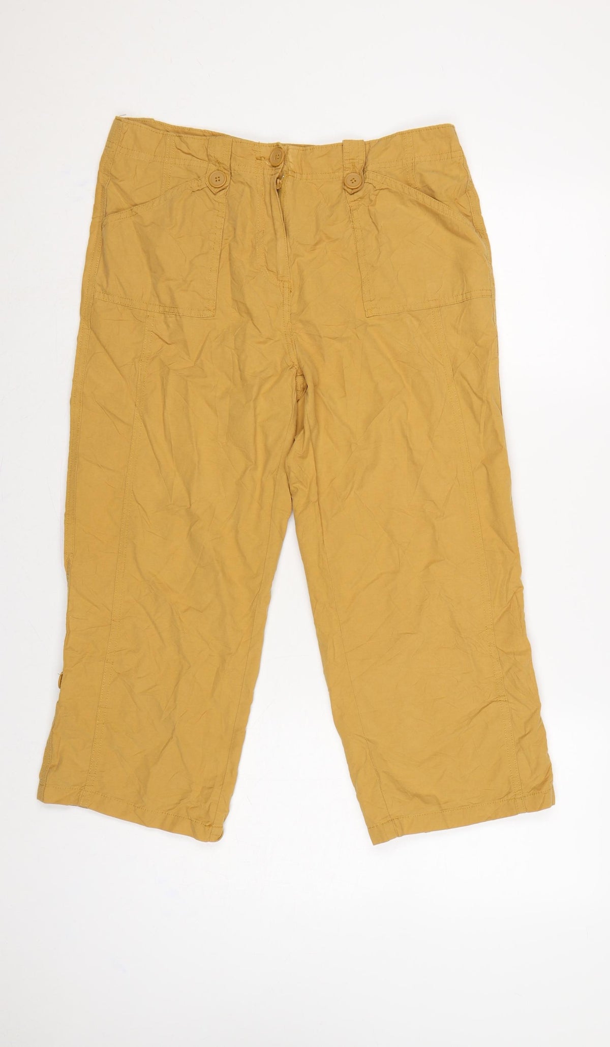 casualclub Women’s Yellow UK 12 Cropped Trousers Pockets