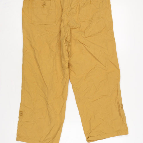 casualclub Women’s Yellow UK 12 Cropped Trousers Pockets