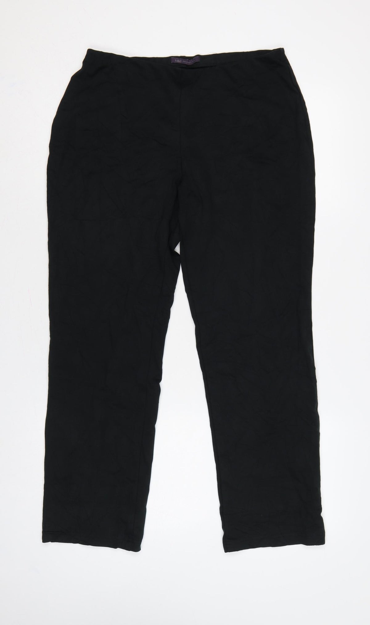 Marks & Spencer Women’s Black UK 12 Short Straight Trousers