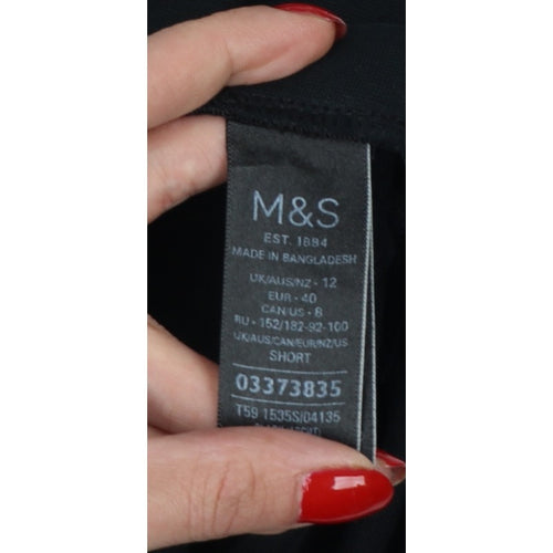 Marks & Spencer Women’s Black UK 12 Short Straight Trousers