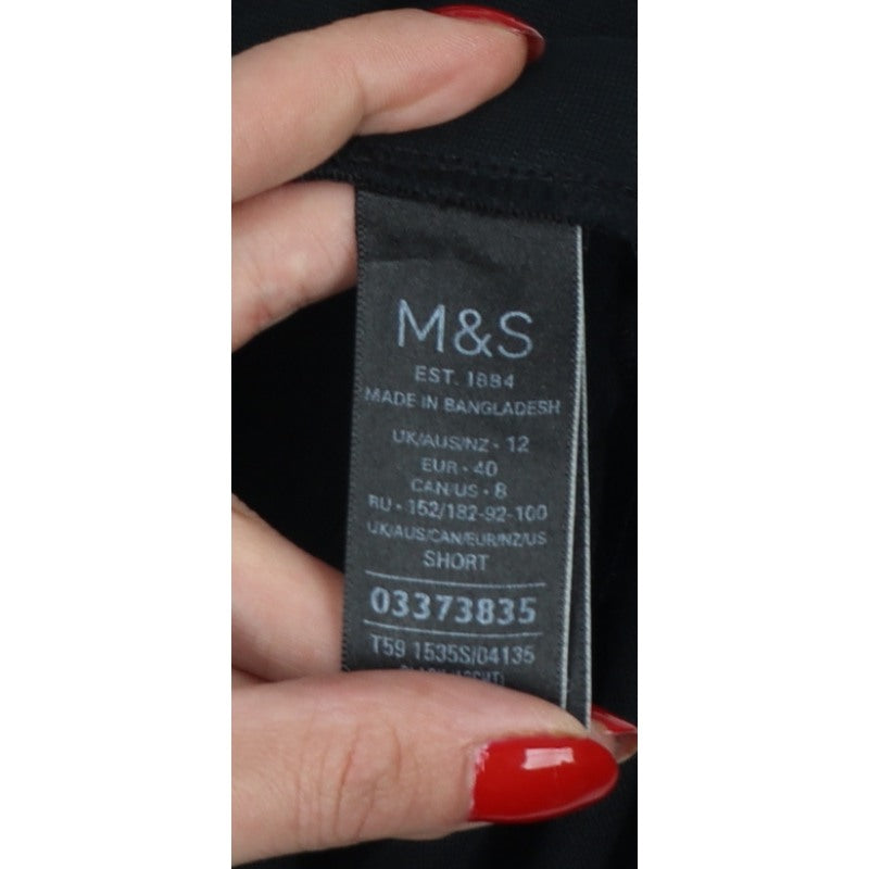 Marks & Spencer Women’s Black UK 12 Short Straight Trousers