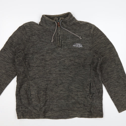 Weird Fish Men’s Grey M 1/4 Zip Fleece Sweatshirt Embroidered Logo
