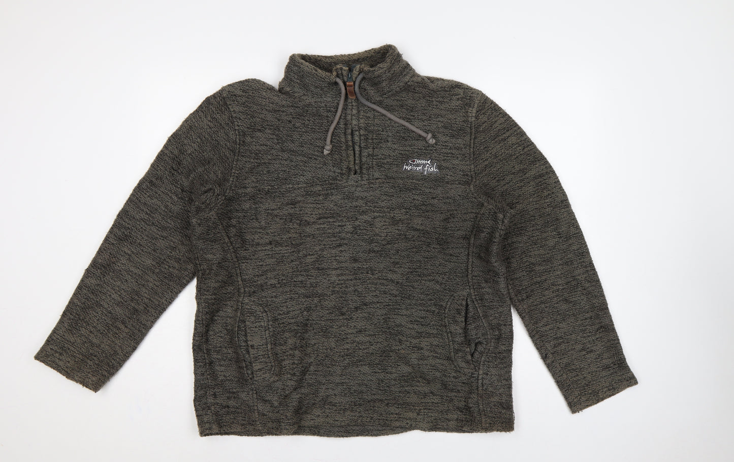 Weird Fish Men’s Grey M 1/4 Zip Fleece Sweatshirt Embroidered Logo