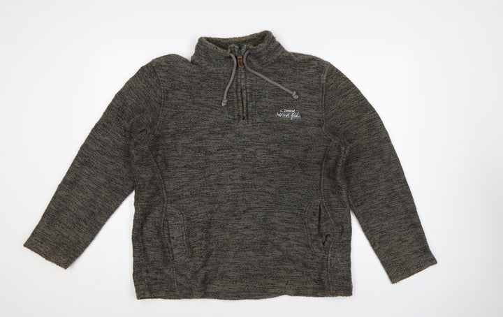 Weird Fish Men’s Grey M 1/4 Zip Fleece Sweatshirt Embroidered Logo