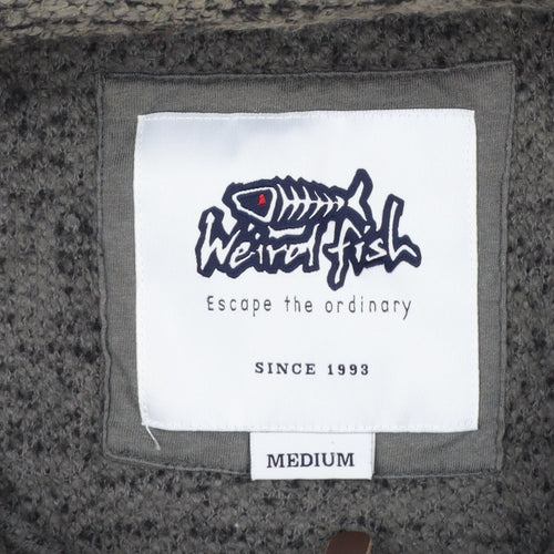 Weird Fish Men’s Grey M 1/4 Zip Fleece Sweatshirt Embroidered Logo