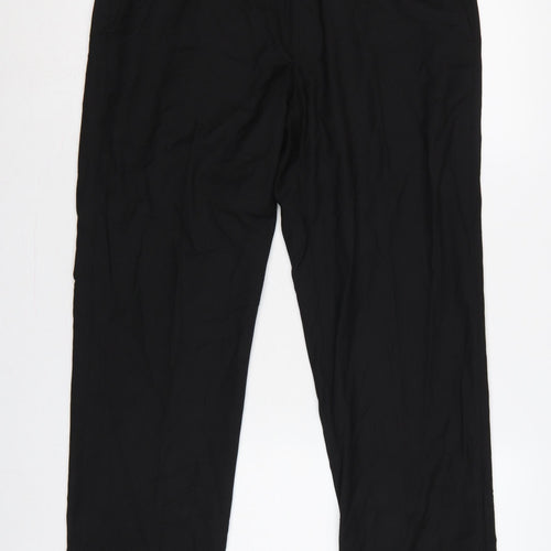 Marks & Spencer Men Black 34 Regular Fit Straight Dress Trousers