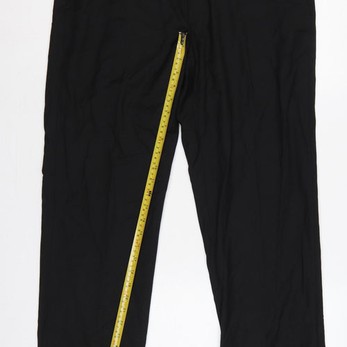 Marks & Spencer Men Black 34 Regular Fit Straight Dress Trousers