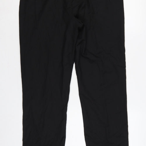 Marks & Spencer Men Black 34 Regular Fit Straight Dress Trousers