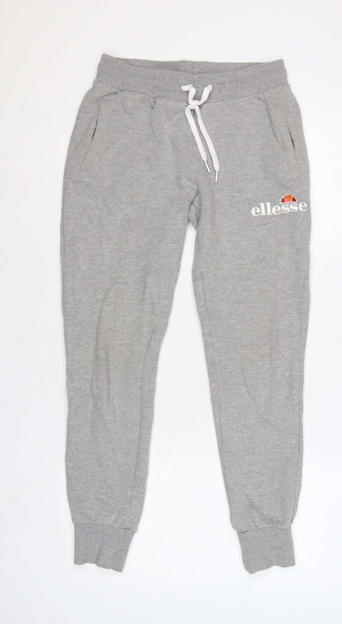 Back view of Ellesse Women Grey Logo Jogger Sweatpants UK 8 Drawstring