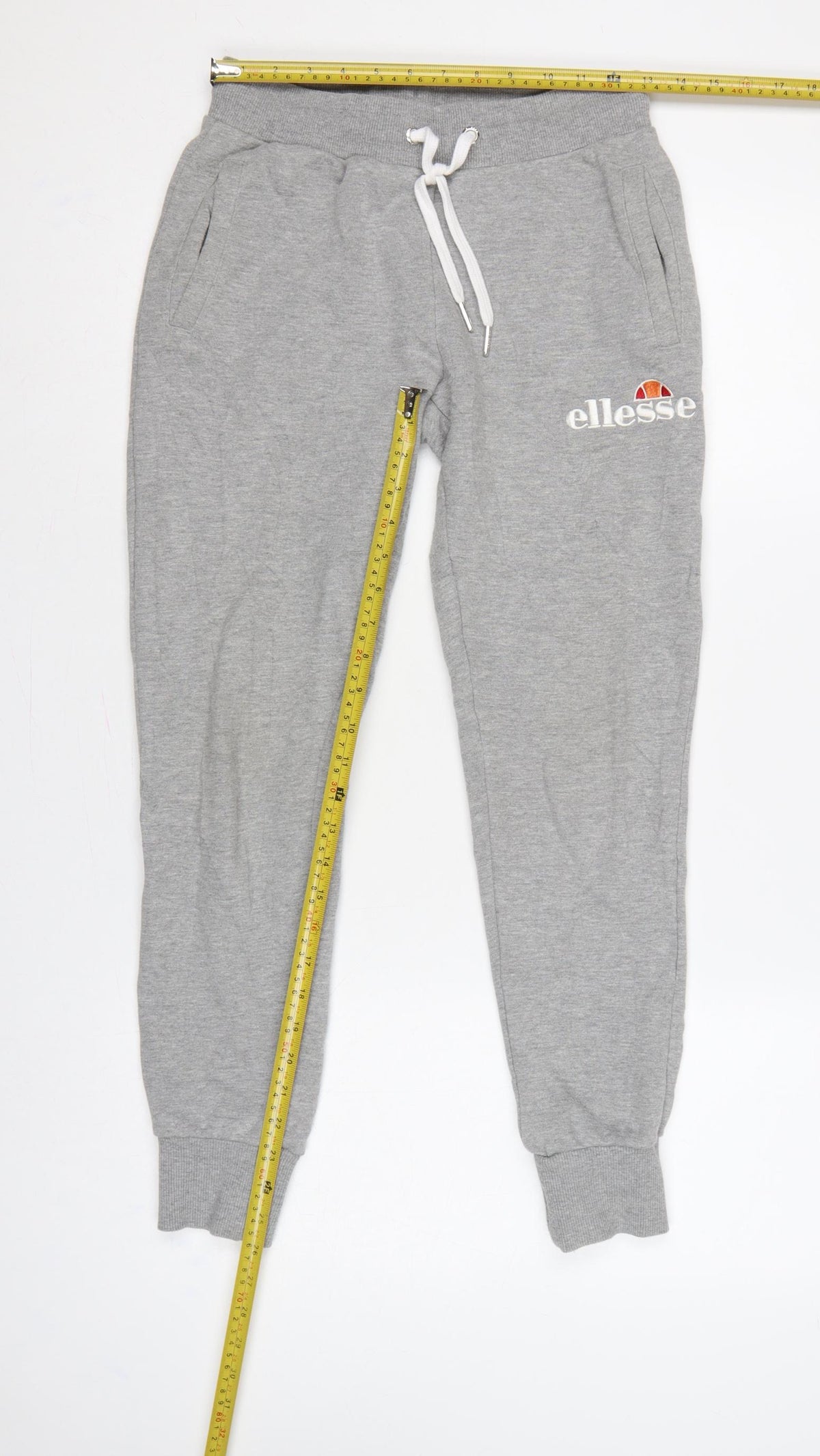 Close-up detail of Ellesse Women Grey Logo Jogger Sweatpants UK 8 Drawstring
