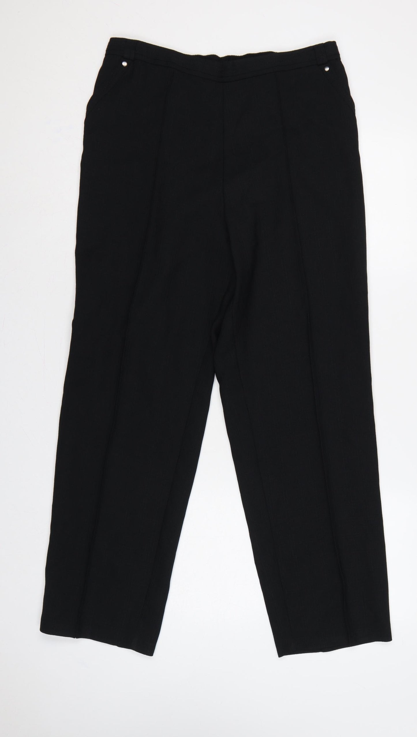 M&S Women’s Black UK 14 Straight Leg Elastic Waist Work Trousers