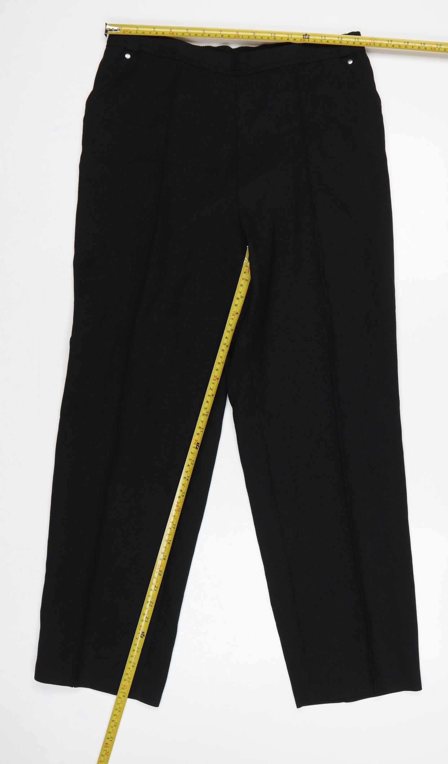 M&S Women’s Black UK 14 Straight Leg Elastic Waist Work Trousers