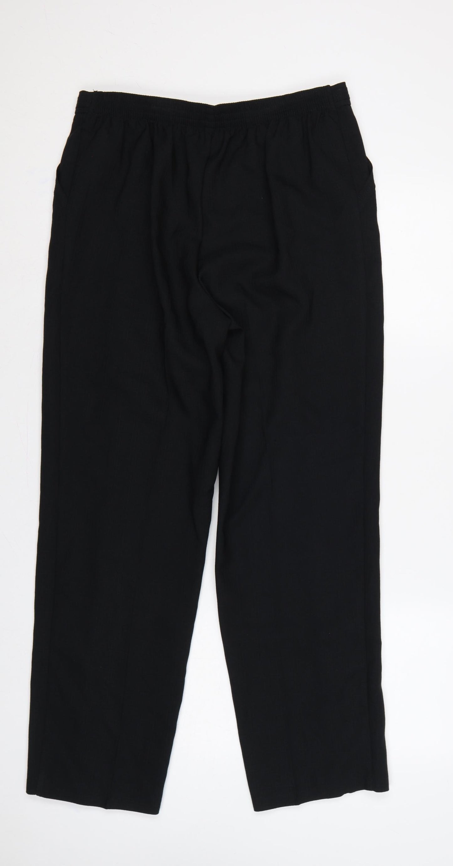 M&S Women’s Black UK 14 Straight Leg Elastic Waist Work Trousers