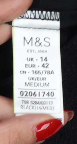M&S Women’s Black UK 14 Straight Leg Elastic Waist Work Trousers