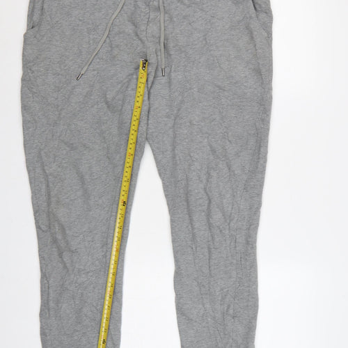 Marks and Spencer Women's Grey XL Cotton Jogger Trousers Drawstring