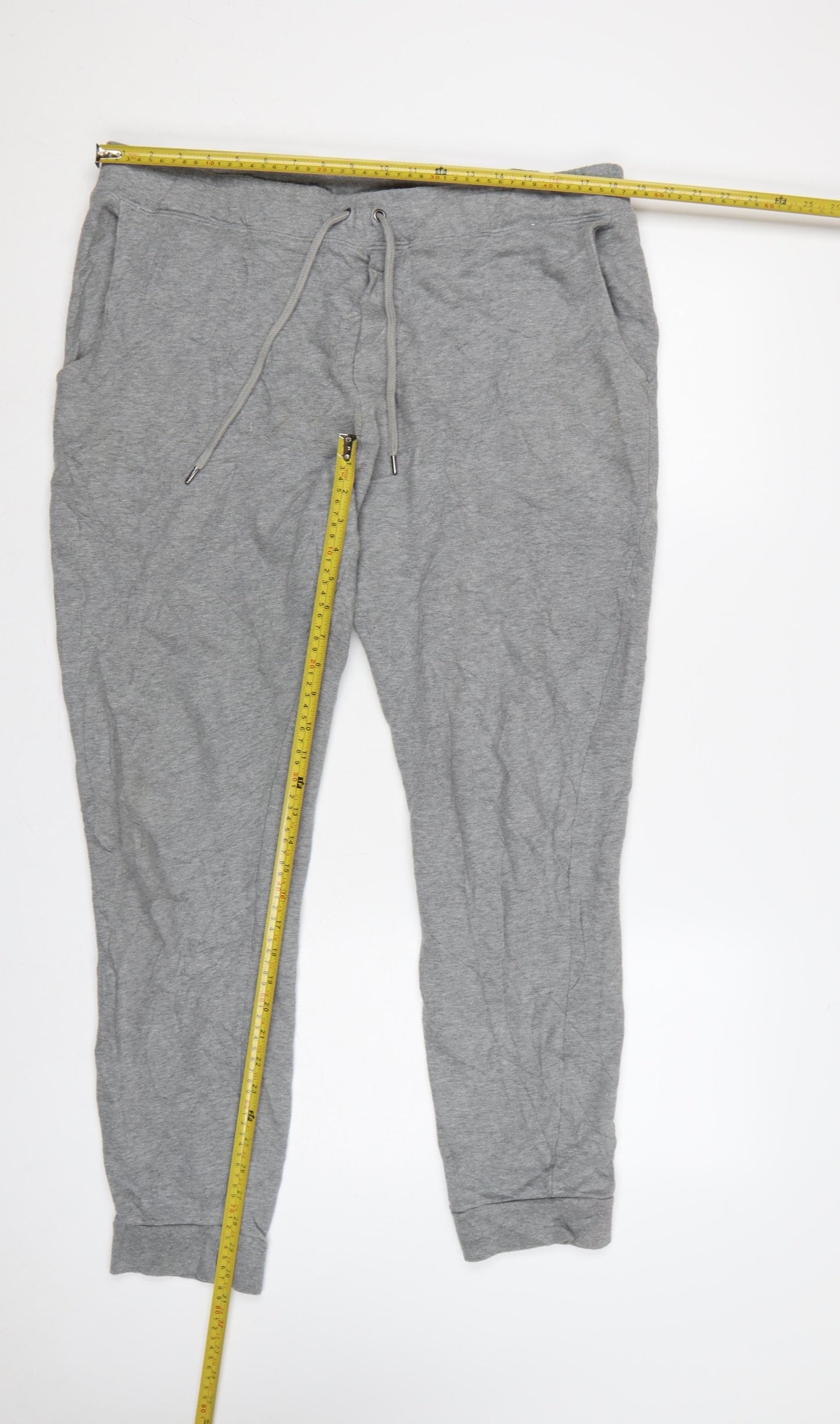 Marks and Spencer Women's Grey XL Cotton Jogger Trousers Drawstring