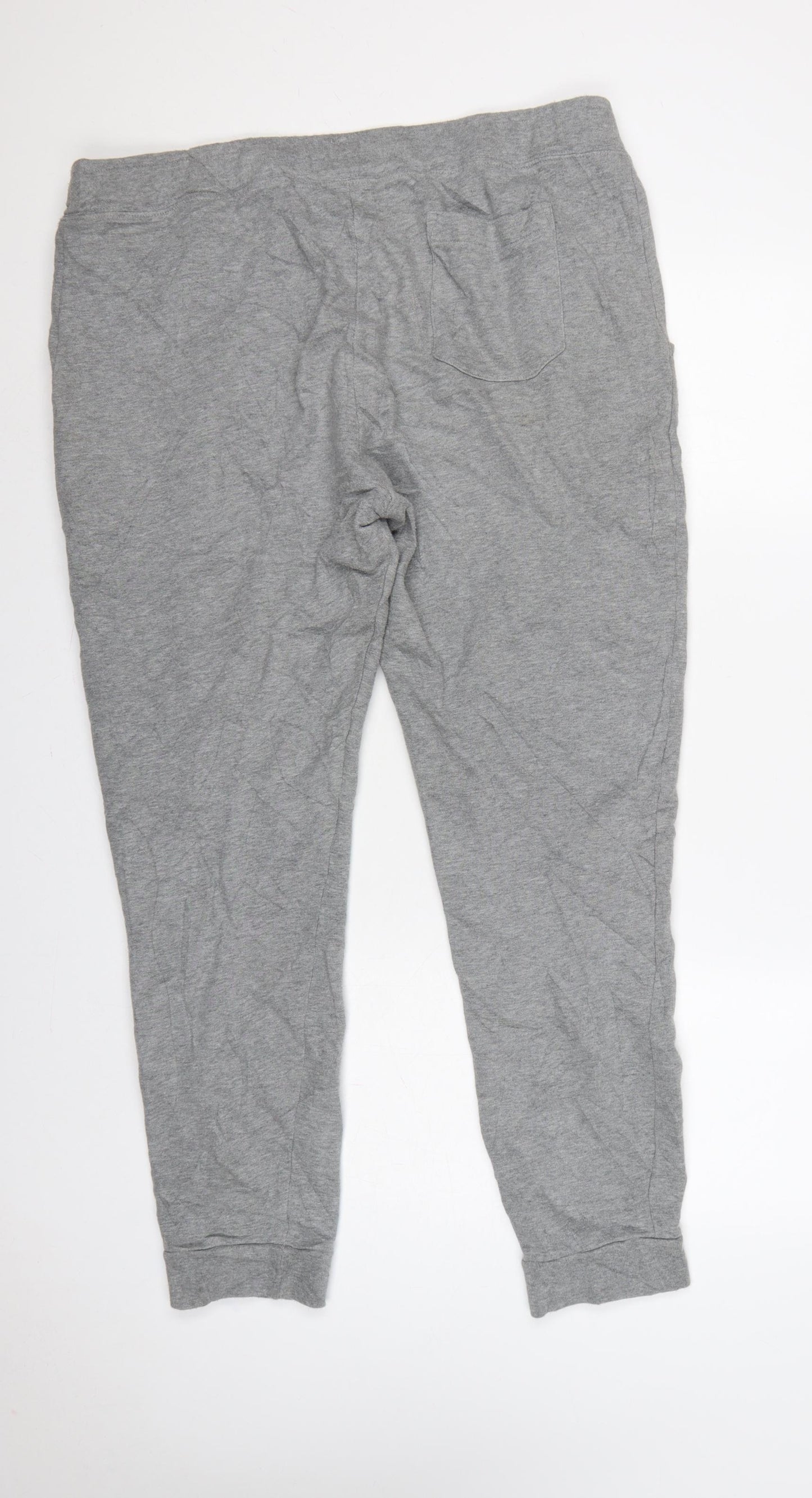 Marks and Spencer Women's Grey XL Cotton Jogger Trousers Drawstring
