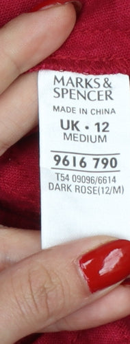 Marks and Spencer Women Red Linen Blend Wide Leg Trousers UK 12