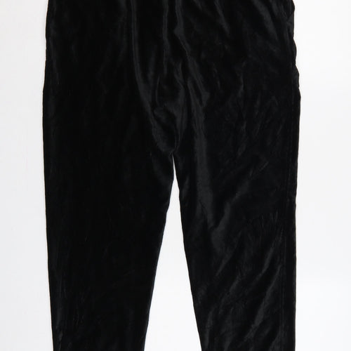 Marks and Spencer Women Black UK 12 Velvet Jogger Trousers Drawstring
