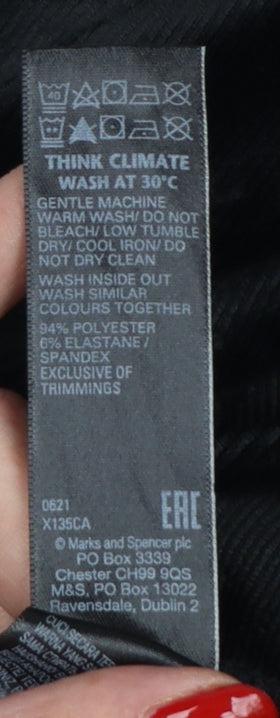 Marks and Spencer Women Black UK 12 Velvet Jogger Trousers Drawstring