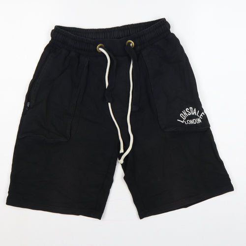 Lonsdale Men's Black M Sweat Shorts Drawstring Logo Pockets