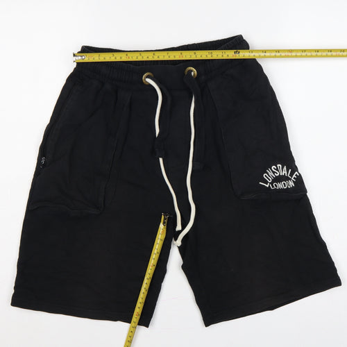 Lonsdale Men's Black M Sweat Shorts Drawstring Logo Pockets