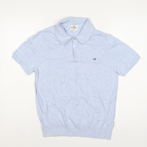 Ben Sherman Men's Blue Cotton Logo Short Sleeve Knit Polo Shirt Size S