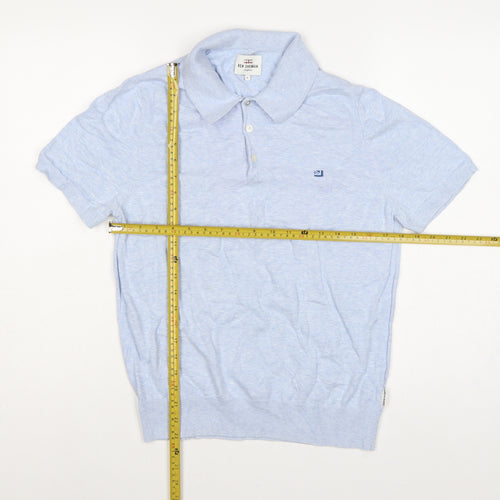 Ben Sherman Men's Blue Cotton Logo Short Sleeve Knit Polo Shirt Size S